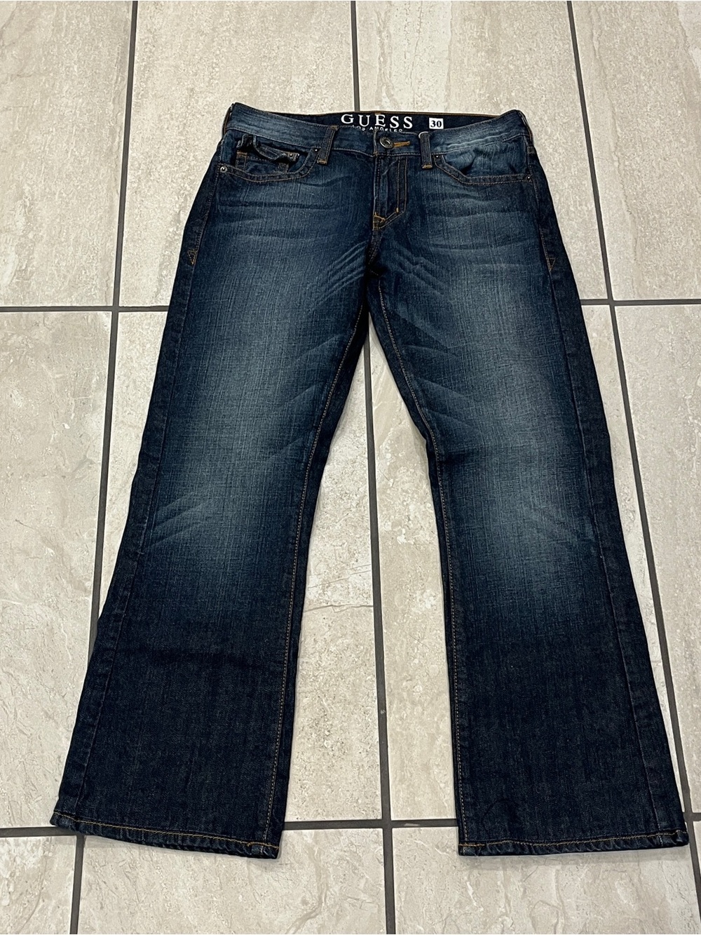 Guess Falcon Slim Boot Jeans Mens Sz 30x28 Embroidered Button Pockets Cotton